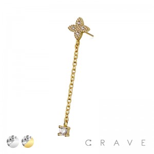 316L SURGICAL STEEL THREADLESS PUSH IN STAR CLOVER CZ TOP PART